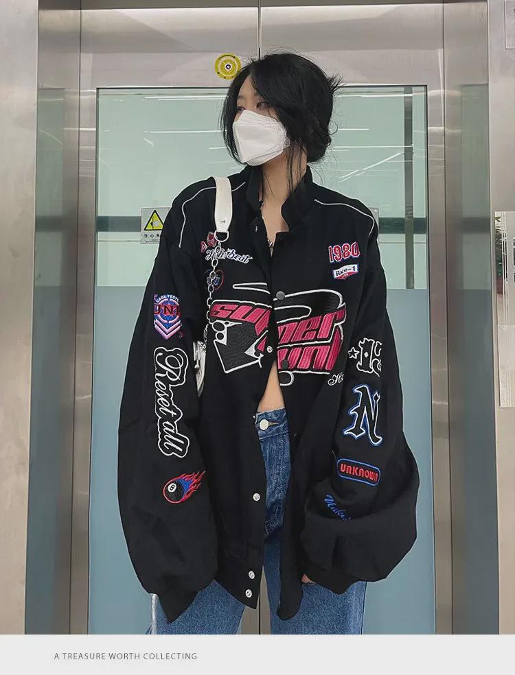 Men's Oversize Trendy Motorcycle Baseball Jacket - Spring/Autumn