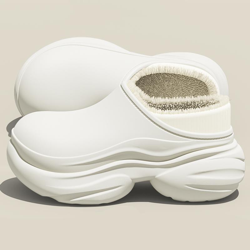 Fashion 2025 New Chunky Platform Plush Slippers Women Waterproof Windproof Eva Cotton Shoes Woman Comfort Fleee Lining Clogs Slippers