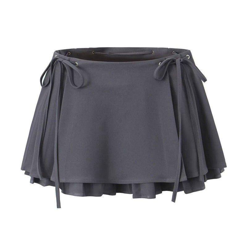 

Piyaa Vietnam Niche Style Skirt Strap Bows Gray double-layer overskirt S