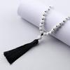 European 8mm Stone Bead Tassel Necklace and Multi-Strand Buddhist Bead Bracelet