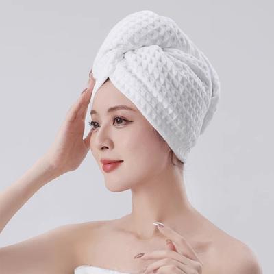 Cotton Waffle Breathable Dry Hair Cap Absorbent Quick-drying Towel Adult Enlarged Turban Shower Cap