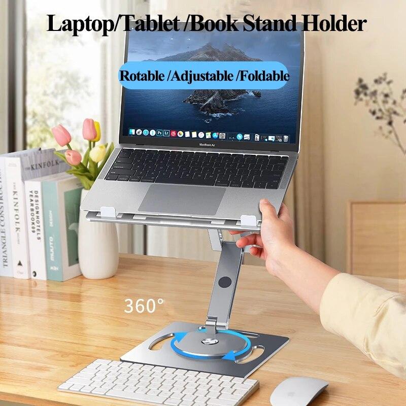 Supporto per Laptop in Alluminio Oatsbasf 360 Rotante Regolazione Altezza Angolo Supporto da Tavolo per Tablet Supporto Multifunzionale per Libri da Lettura