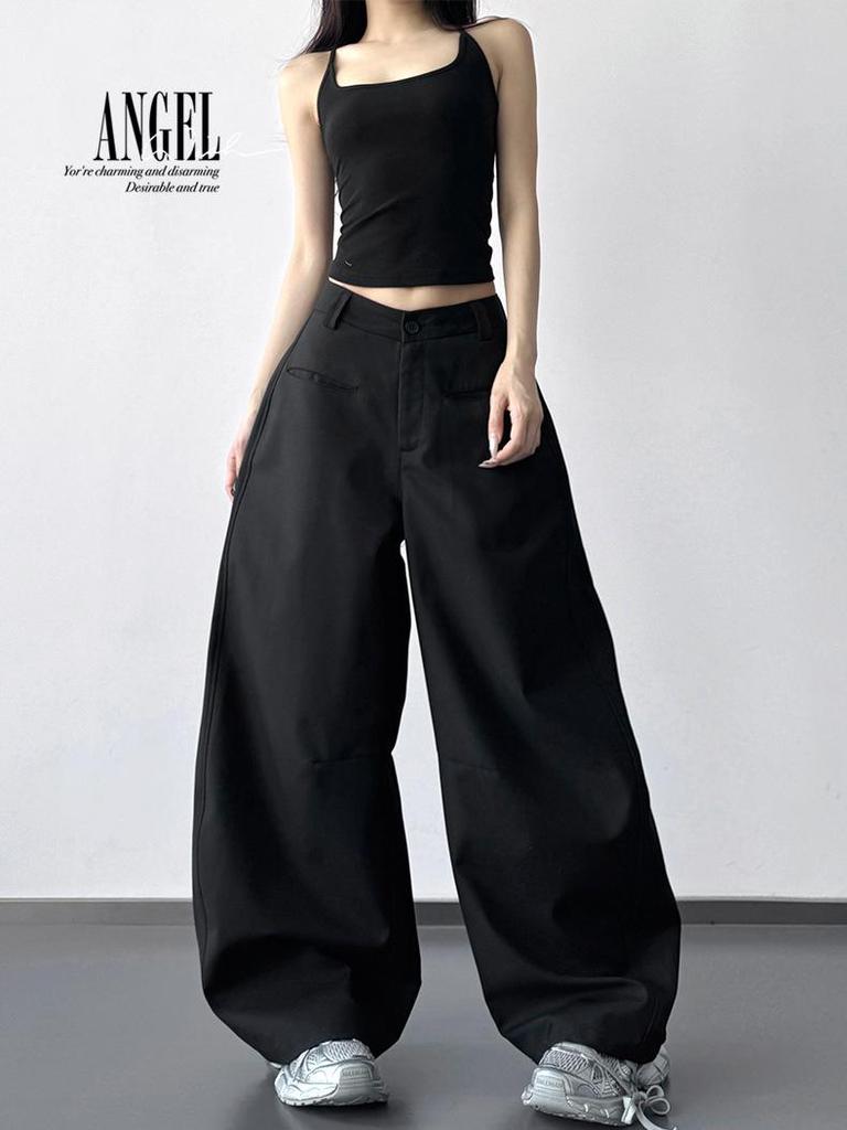 2026 Spring Women's Wide-Leg Gray Suit Pants: Popular Loose Western-Style Casual Trousers