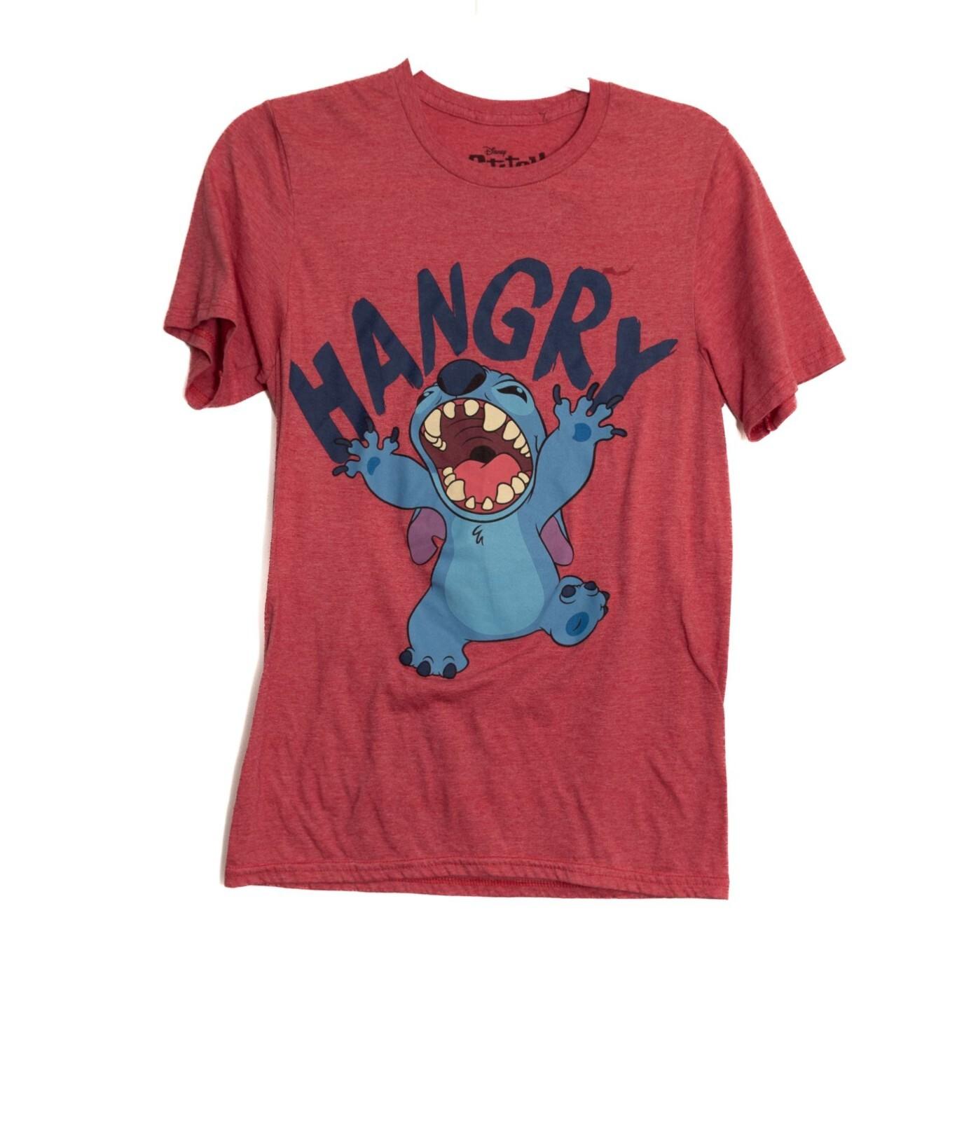 Disney Stitch Hangry Red Graphic T-Shirt For Adults Size S Cotton Blend Crew N XL