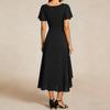 Women's Summer Dress Slim Fit Dress Color Chiffon V Neck Short Sleeved Dress