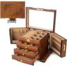 Scatola Portagioie in Legno Massello Intagliato di Lusso - Stile Antico, Contenitore Multi-livello per Orecchini e Collane