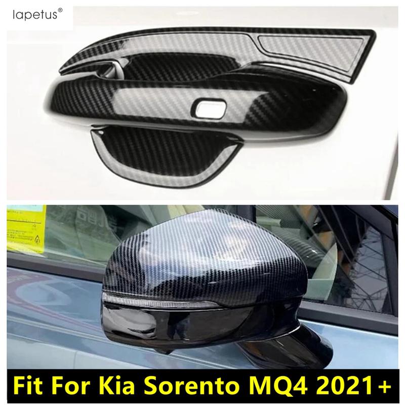 Car Rearview Mirror Shell / Door Handle Bowl Cover Trim For Kia Sorento MQ4 ABS Chrome / Carbon Fiber Accessories
