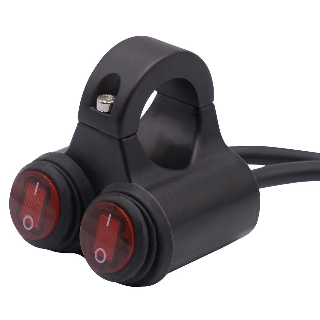 Motocyklové světlomety na řídítka, dvojitý blikající spínač pro 7/8'' 22mm řídítka, upravené vodotěsné s kontrolkou, hliníková slitina