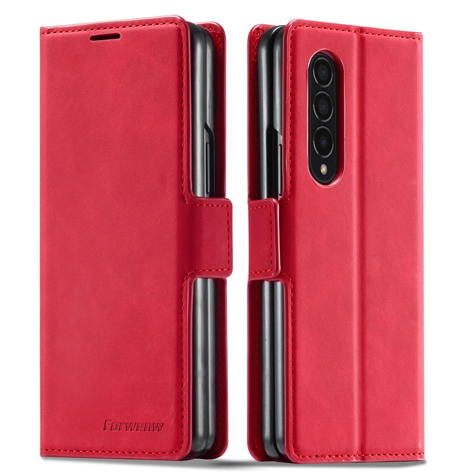 

Leather Wallet Case For Samsung Z Fold6 Fold5 5G Galaxy Z Fold 3 4 5 6 5G Luxury Card Holder Phone Bag Magnetic Flip Book Cover For Galaxy Z Fold 6 червоний