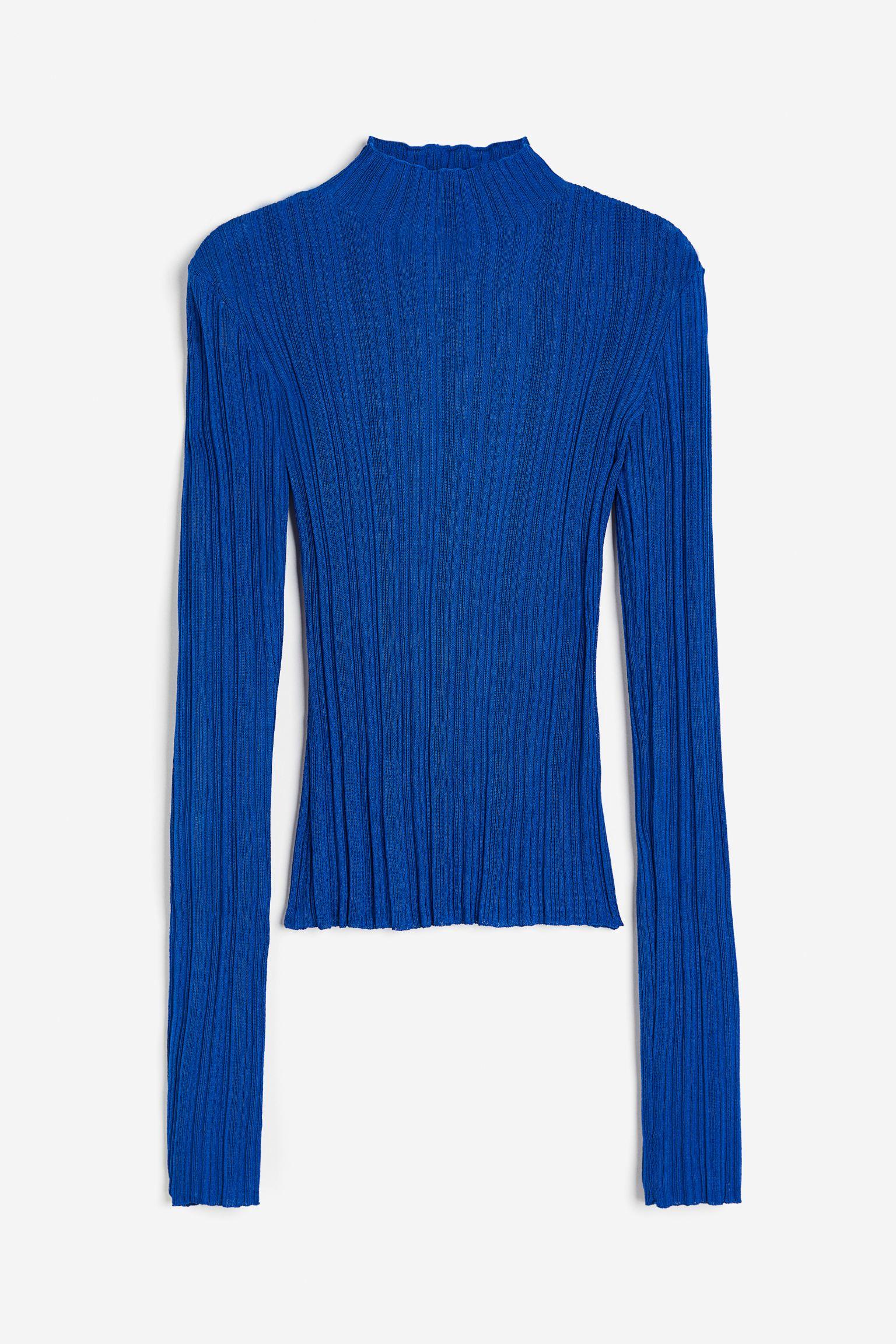 

Sheer rib-knit turtleneck top