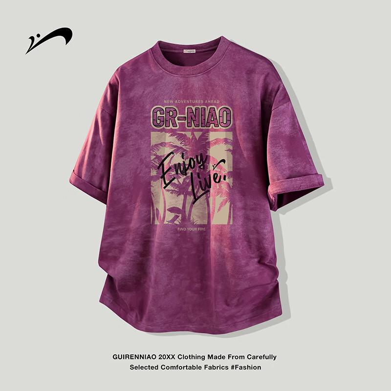 Guirenniao Men s Loose Fit Pure Cotton Short Sleeve T-Shirt L
