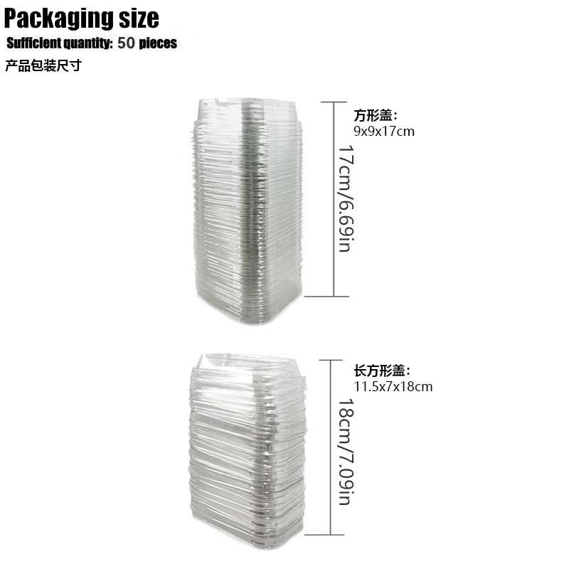 Rectangle Cake Paper, Square Grease-Proof Paper Tray, Baking Paper, Muffin Paper Tray, Roll Cup Lid 50 Pcs