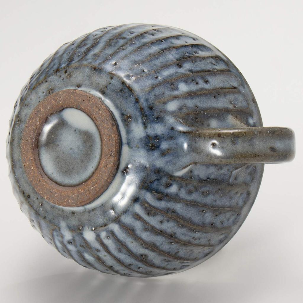 Marui Seito Shigaraki Ware Hechimon Blue Hagi Carving Soup Mug