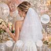 White Short Wedding Veil Short Bridal Veils Pearl Bride Veils | Bachelorette Party Veil,Bachelorette Party Accessories Bridal Shower Gifts for Women