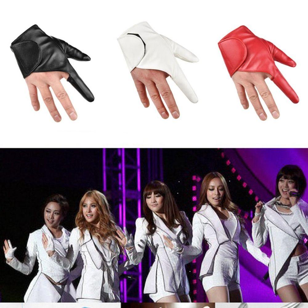 

Перчатки из искусственной кожи, варежки для хип-хопа, простые перчатки для выступлений, вечеринка чёрный