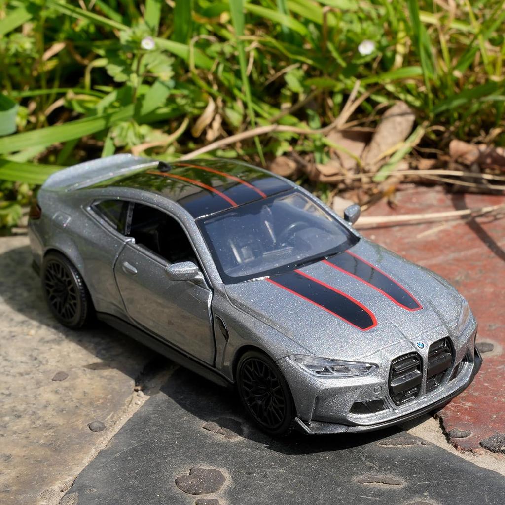 1/36 BMW M4 CSL Model Alloy Toy Car with Pullback Function, Suitable for Collecting and Decorating Model Toys, Car Gifts for Boys and Girls (Grey)