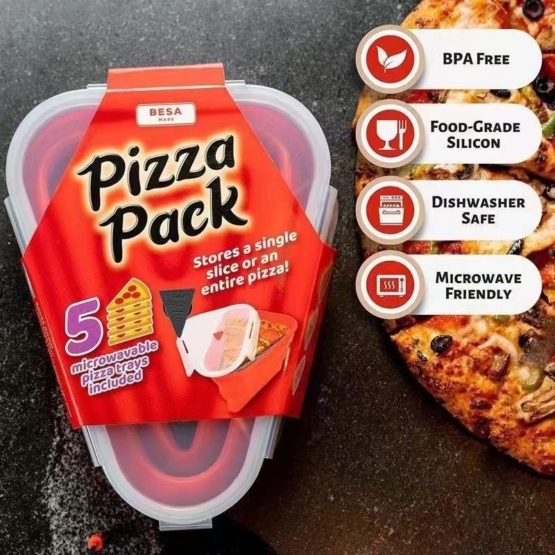 Baby Food Grade Silicone Folding Pizza Box Reusable Triangle Pizza Packing Box Take Away Box Silicone Children Food Storage Box