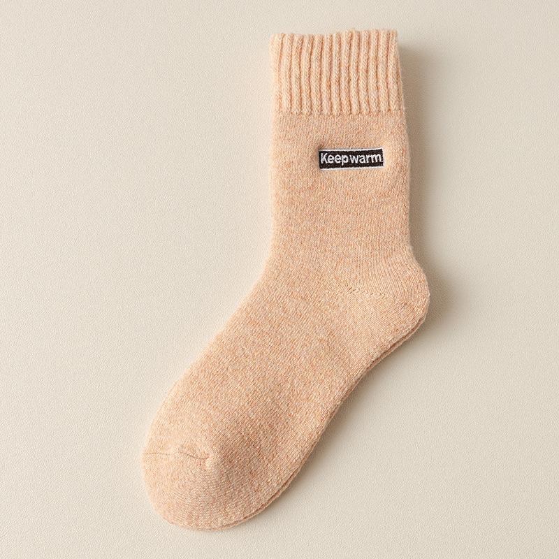 Wool Socks Children'S Medium Tube Socks Season Warm Plush Thickened Terry Socks Embroidered Letters Winter Super Thick Stockings