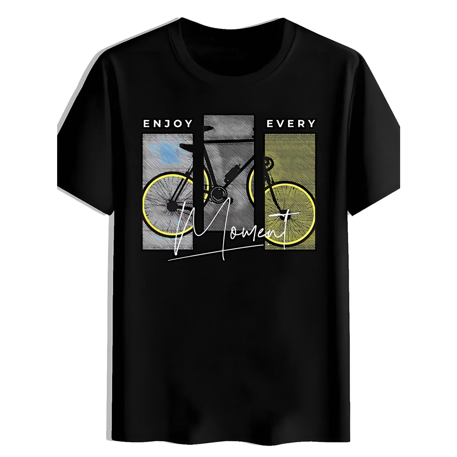 

ENJOY EVERY Print T-Shirt, Summer, Versatile, Sporty, Trendy T-Shirt, Round Neck Short Sleeve T-Shirt XXL