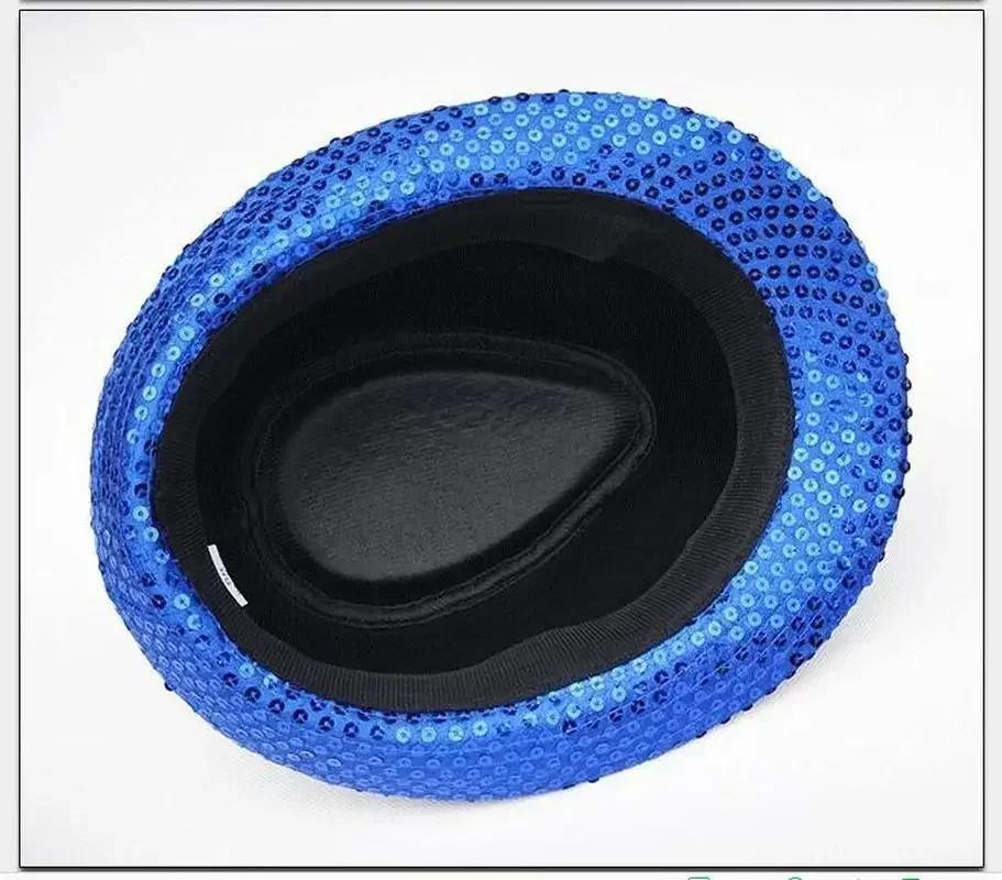Fashion Creative Style Hats Dance Show Partys Jazz Hat Glitter Sequin Cowboy Cap Beading Hat Role Plays Prop Performance Costume