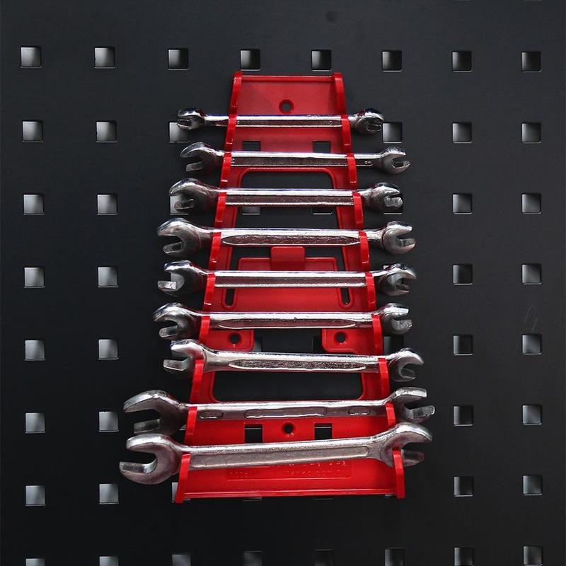 Black Red Plastic Wrench Organizer Tray Sockets Storage Tools Rack Sorter Standard Spanner Holders Wrench Holder