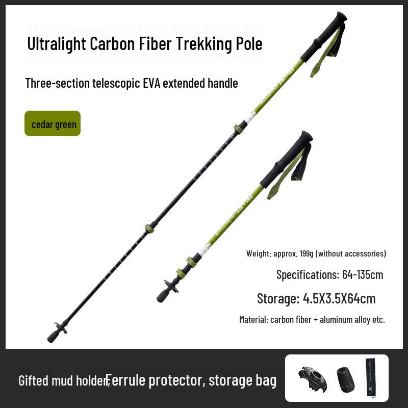 

Bergson Carbon Ultralight Telescopic Trekking Poles - Anti-slip Folding Walking Sticks for Hiking and Climbing
