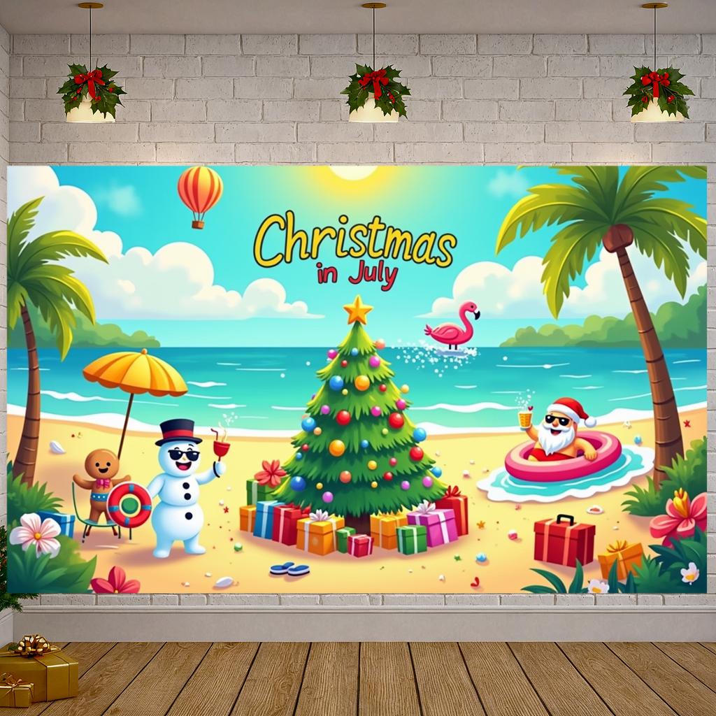 Summer Display Colorful Decorations Festive Backdrop July Display Tropical Beach Background For Holiday Gathering Outdoor