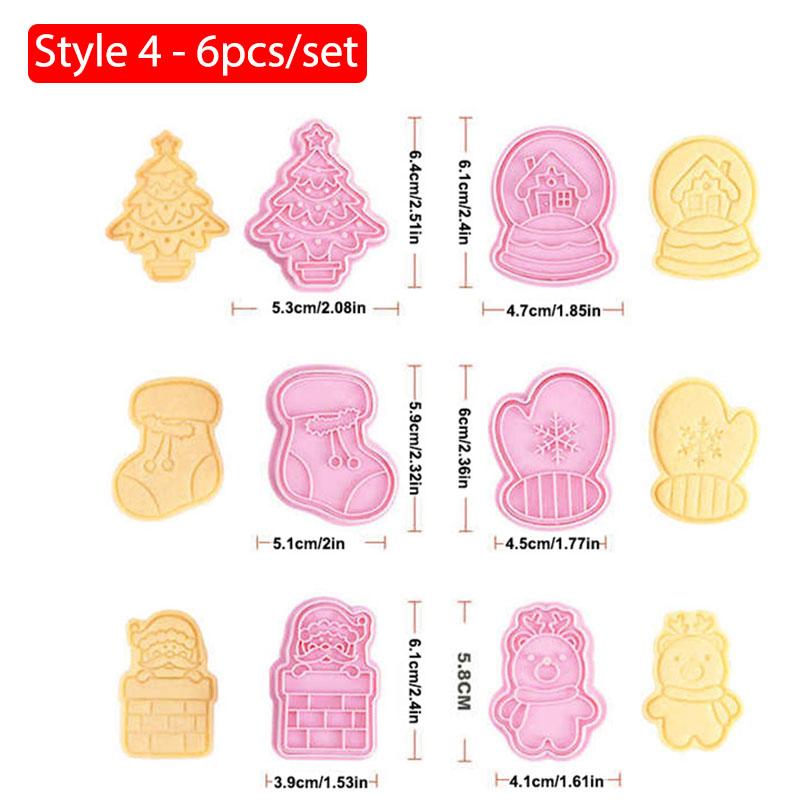 4 Style Christmas Cookie Cutter Biscuit Mold Pastry Pressing Cookie Stamp Baking Mold Pastry Tools