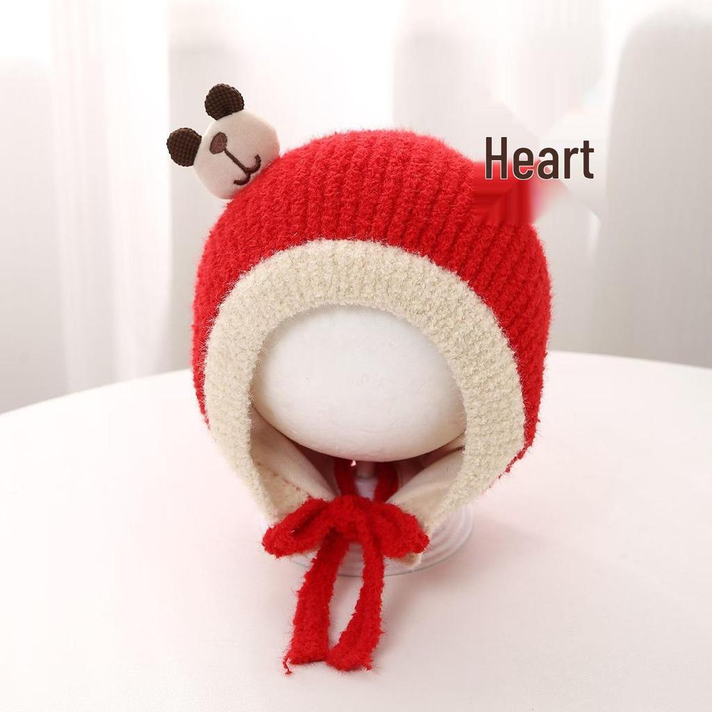 Festive Red Knit Baby Hat for Boys and Girls - Warm and Cozy for Autumn and Winter, Perfect for First Birthdays