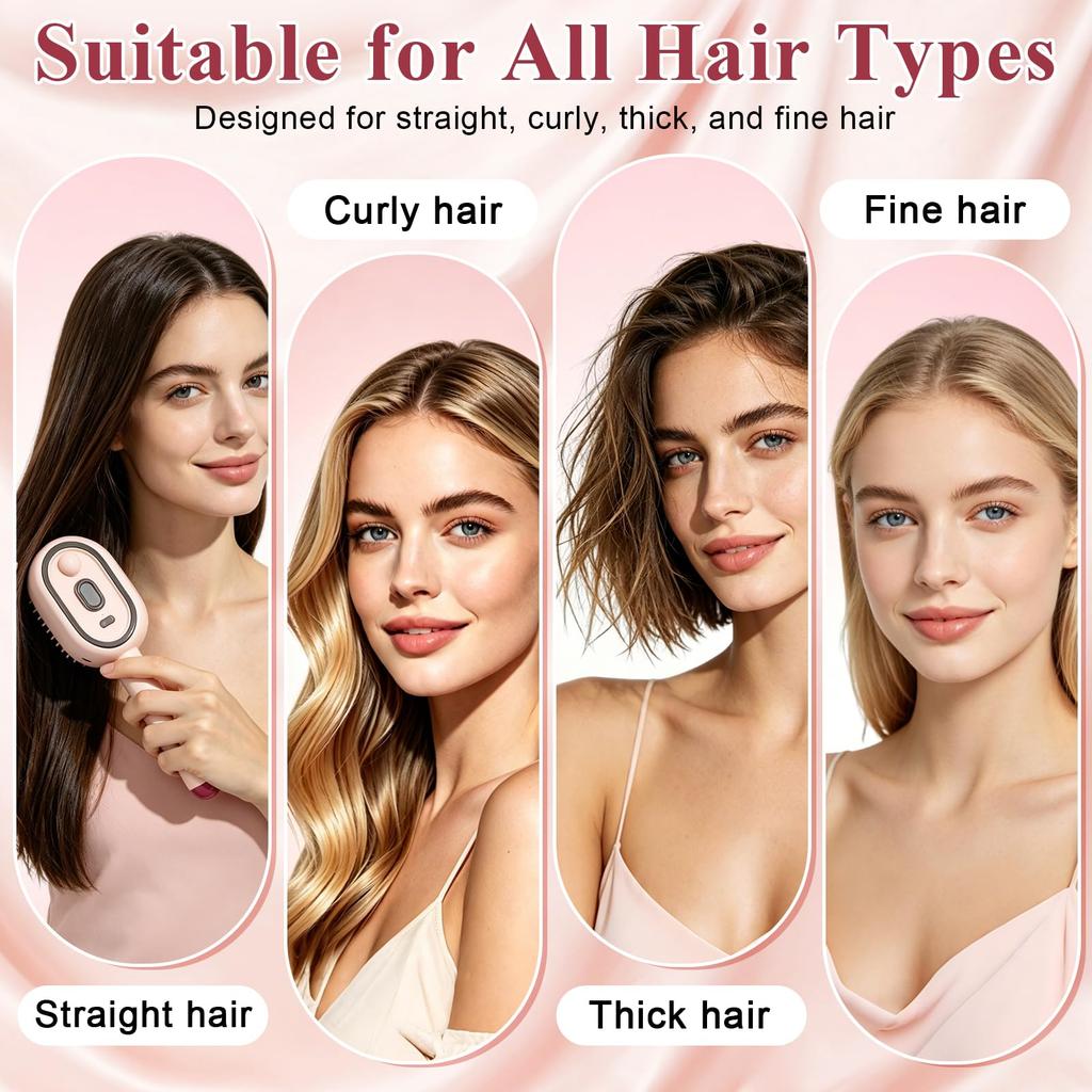Electric Spray Hair Straightener Comb Electric Steaming Air Cushion Massage Hair Brush Rechargeable Detangling Steam Brush