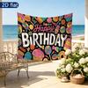 Gifts Candy Sweet Happy Birthday Party Banner, Multicolor Polyester Backdrop for Celebration & Photos