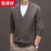 Hengyuanxiang 100% Cashmere Thick V-Neck Cardigan Sweater