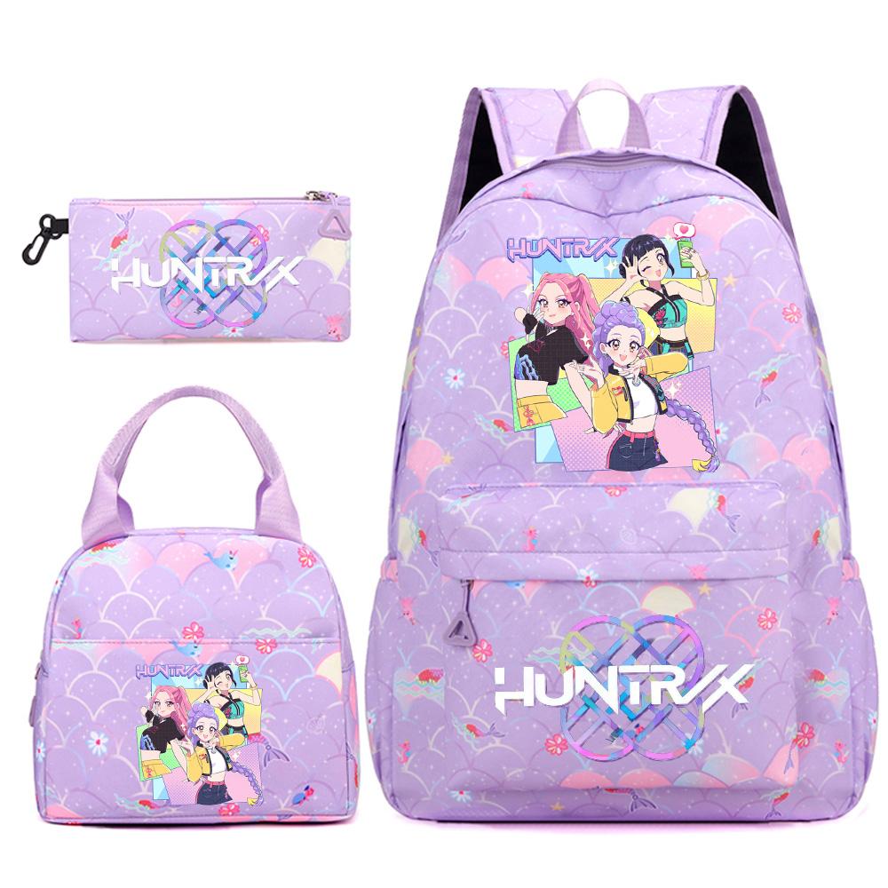 3Pcs/set Cute Kpop Printed Backpack Handbag Pencil Case for Teenger Student Girl Boy Schoolbag Kid Bookbag Large Capacity Travel Bag Gift Mochila