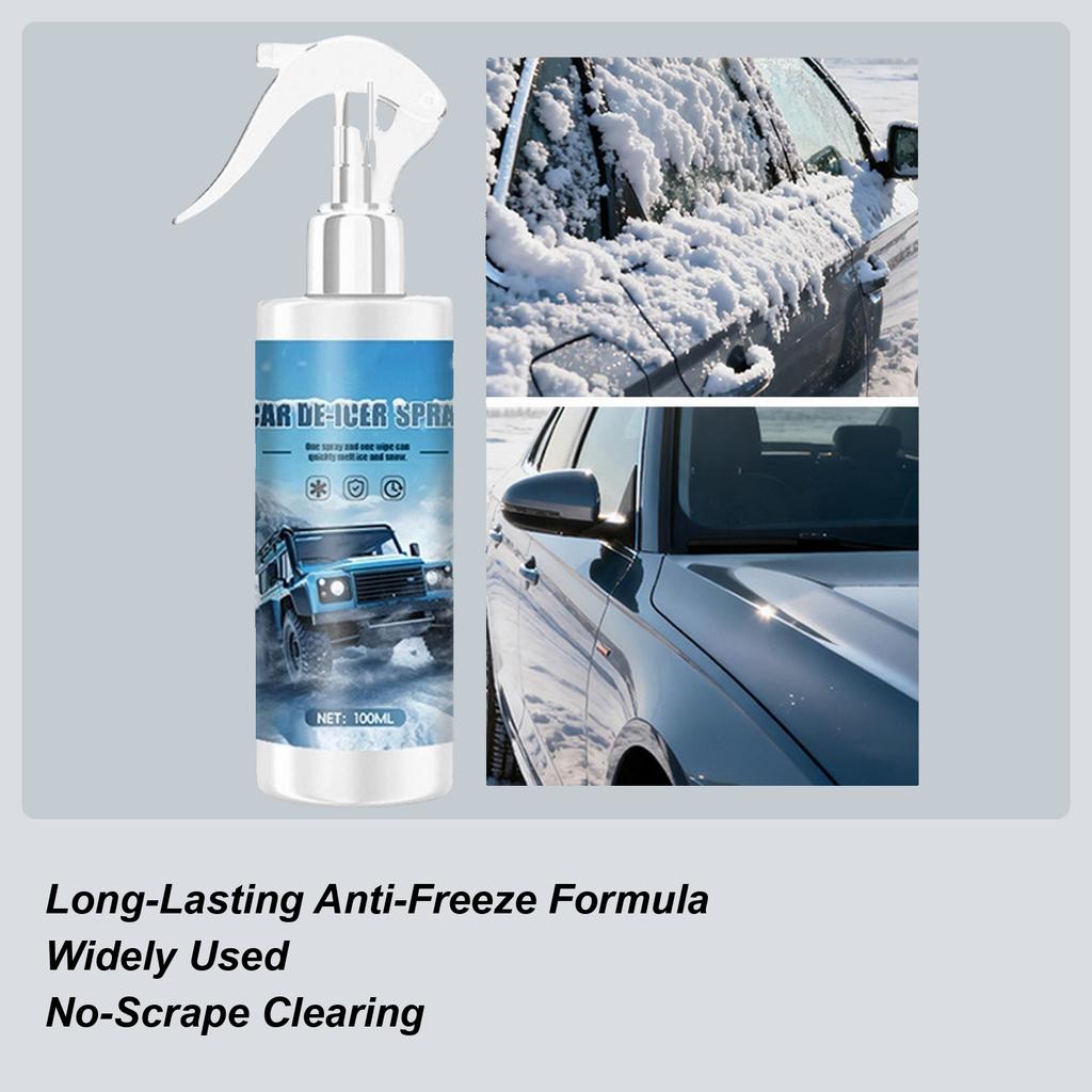 Windshield Deicer 100ml Defrost Glass Cleaner Fast Acting Antifreeze Ice Spray for Cleaning Auto Winter Window Key Locks Latches
