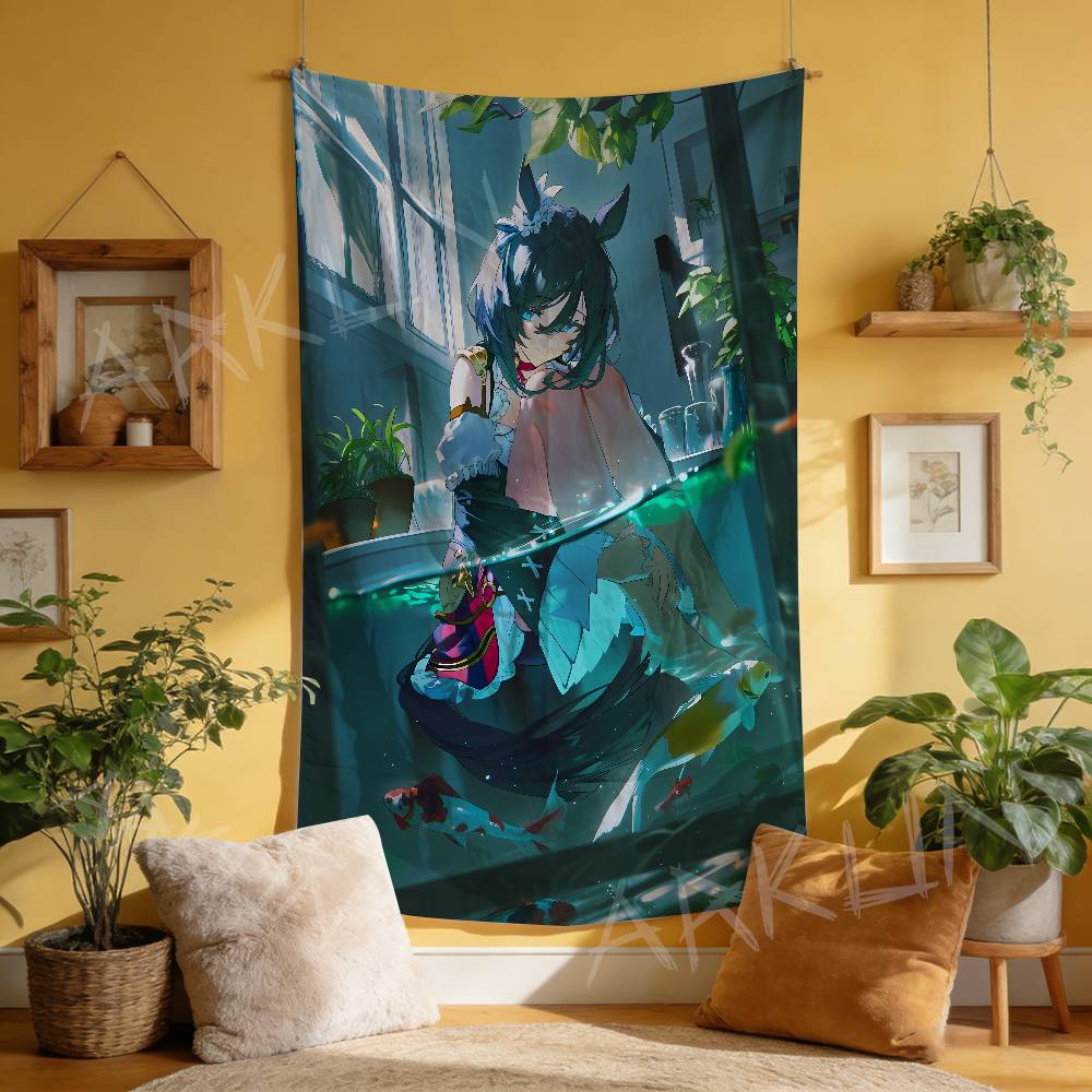 Tapestry Decorative Hot Uma Musume Anime Gaming Girl Tapestry Wall Art Hanging Dorm Background Cloth Banner Fans Gift Home Decor