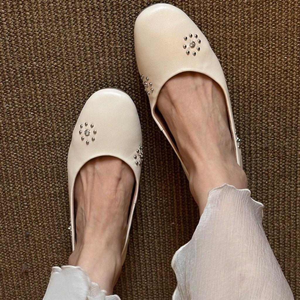 Super Soft Lambskin~ Flat-soled Single Shoes Women's French Versatile Ballet Evening Shoes Soft-soled Shallow Mouth Shoes with Skirts