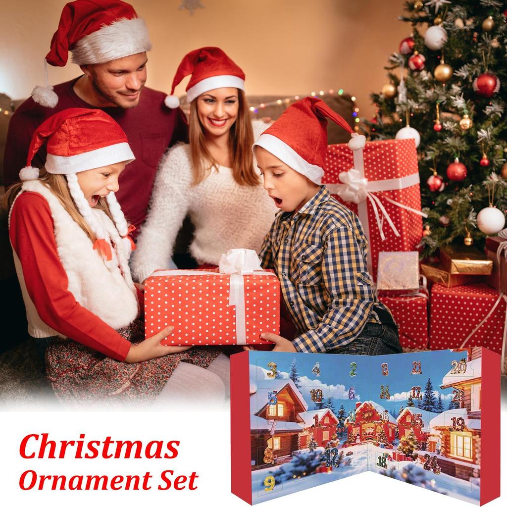 Calendrier de compte à rebours de Noël 2026 Ornement en Peluche Calendrier de l'Avent de Noël 24 Ornements aléatoires en Peluche pour Arbre de Noël Décoration de Fête