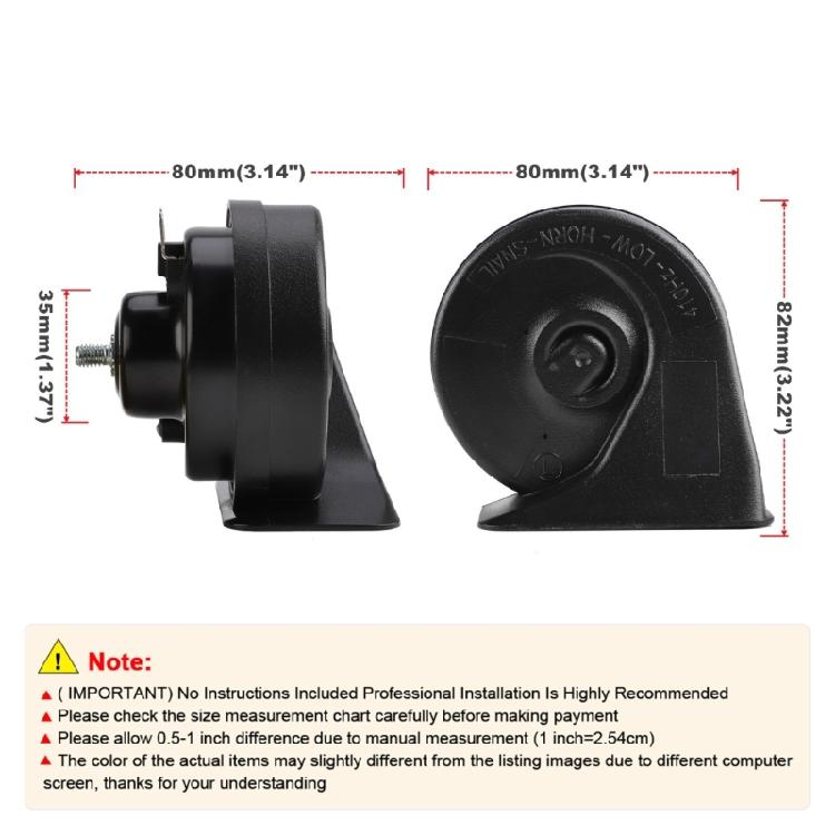 Loud Sound 410DB Electric Snail Air Horn for Car Motorcycle Boats Double Tone 12V
