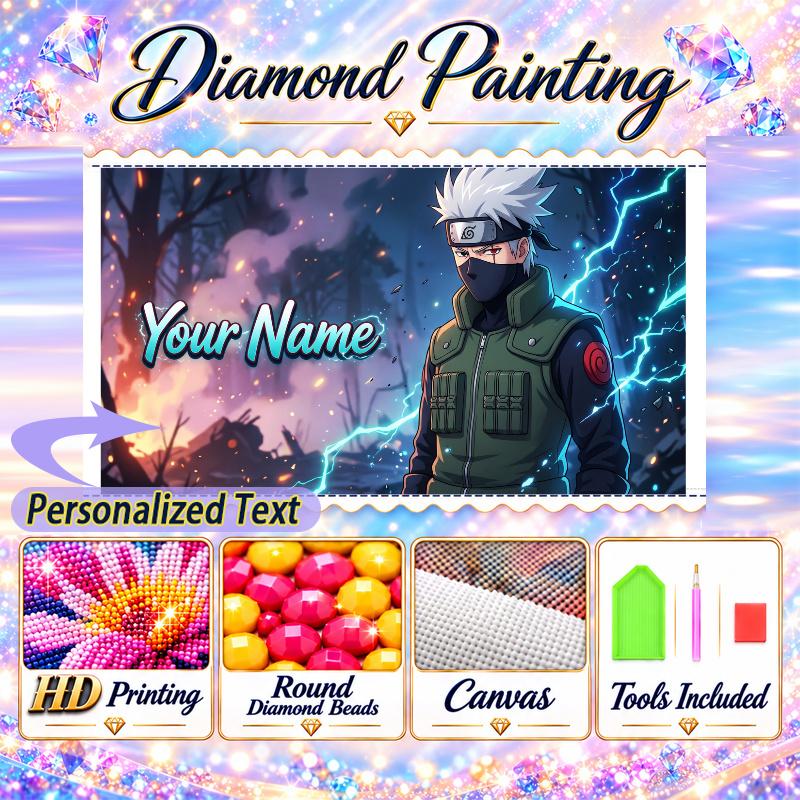 Personalized Kakashi Hatake Diamond Art Custom Name 5D Diamond Painting Full Drill DIY Craft
