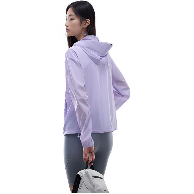 Anta Outdoor Series Solid Color Zipper Hooded Comfortable Breathable Versatile Loose Sun Protection Jacket Women Jackets Cool-Purple 962526601-3