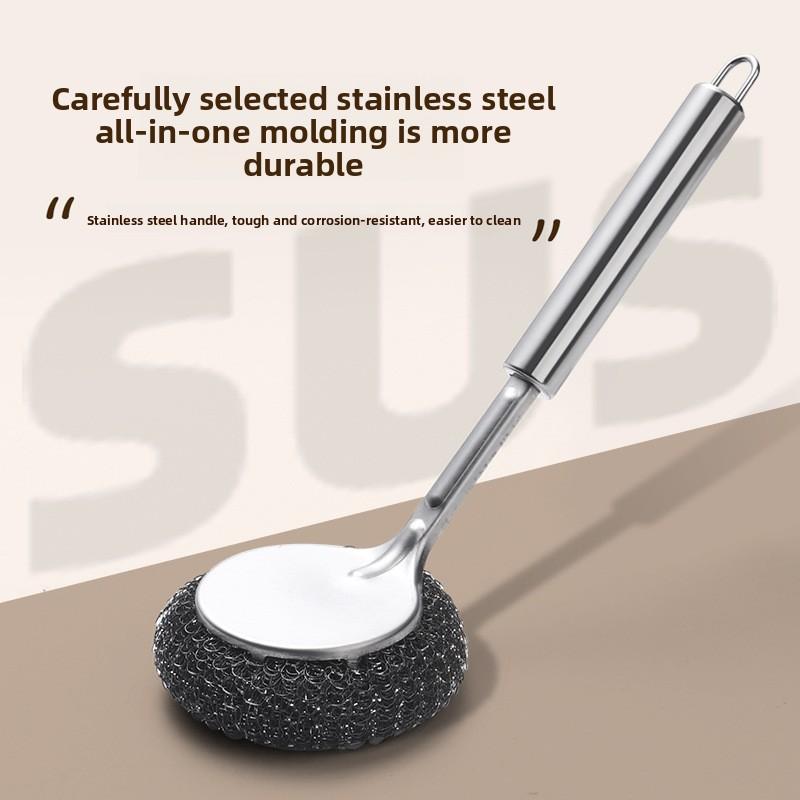 Long-handled Steel Wire Ball Cleaning Brush for Washing Pots and Bowls Specially Used In The Kitchen