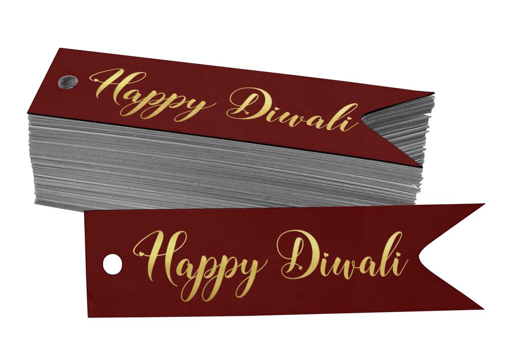 Inkdotpot Pack Of 100 Happy Diwali Favor Paper Tags Craft Real Gold Foil Hang