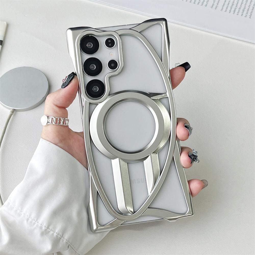 Гальванизированный матовый полый охлаждающий чехол из ТПУ для Samsung Galaxy S25 Ultra S24 Plus для MagSafe, магнитный бампер с теплоотводом Galaxy S24 серебряный