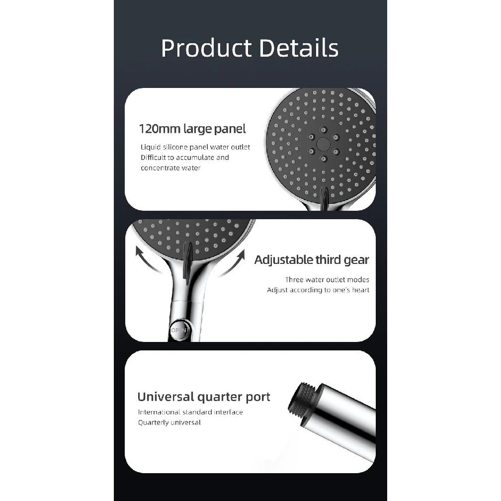 1pc Digital Temperature Display Handheld LED Shower Head Water Powered Without Battery Bathroom Accessories Pressurized 3 Speed