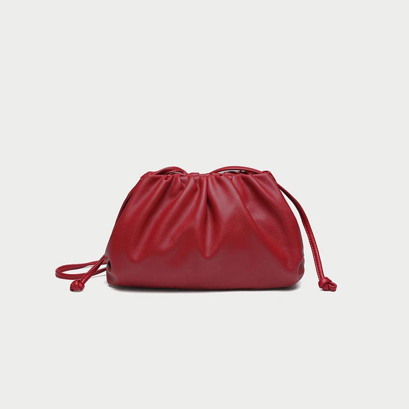 Tasche für Damen Wolkentasche Weiches Leder Madame Tasche Einzelne Schulter Schräg Knödeltasche Handtasche Tages-Clutches Taschen Umhängetasche One Size rot