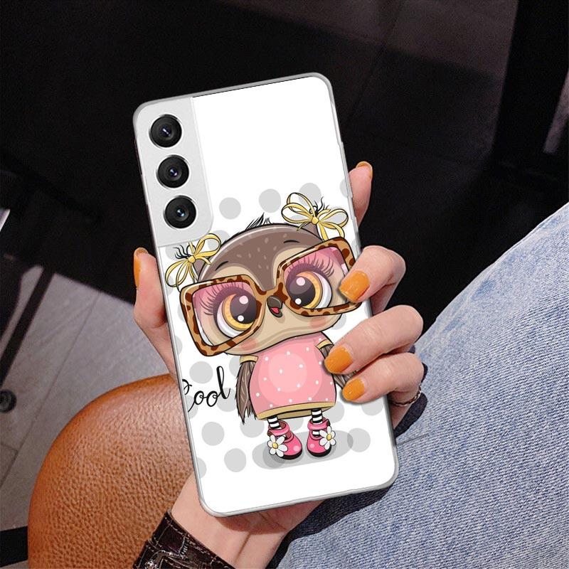 Cute Owl Hearts Lover Phnoe Case for Samsung Galaxy S26 S25 Edge S23 S24 Ultra S22 Plus S21 S20 FE Unique Cover Soft Coque Galax