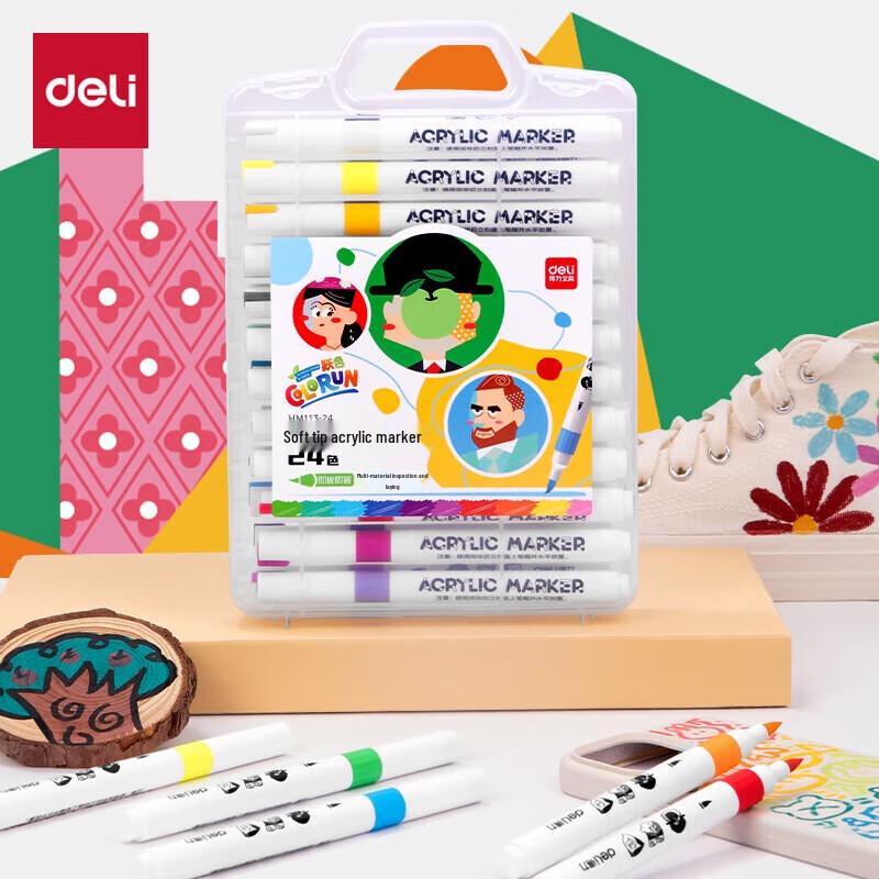 Deli 24-Color Acrylic Marker Pen Set