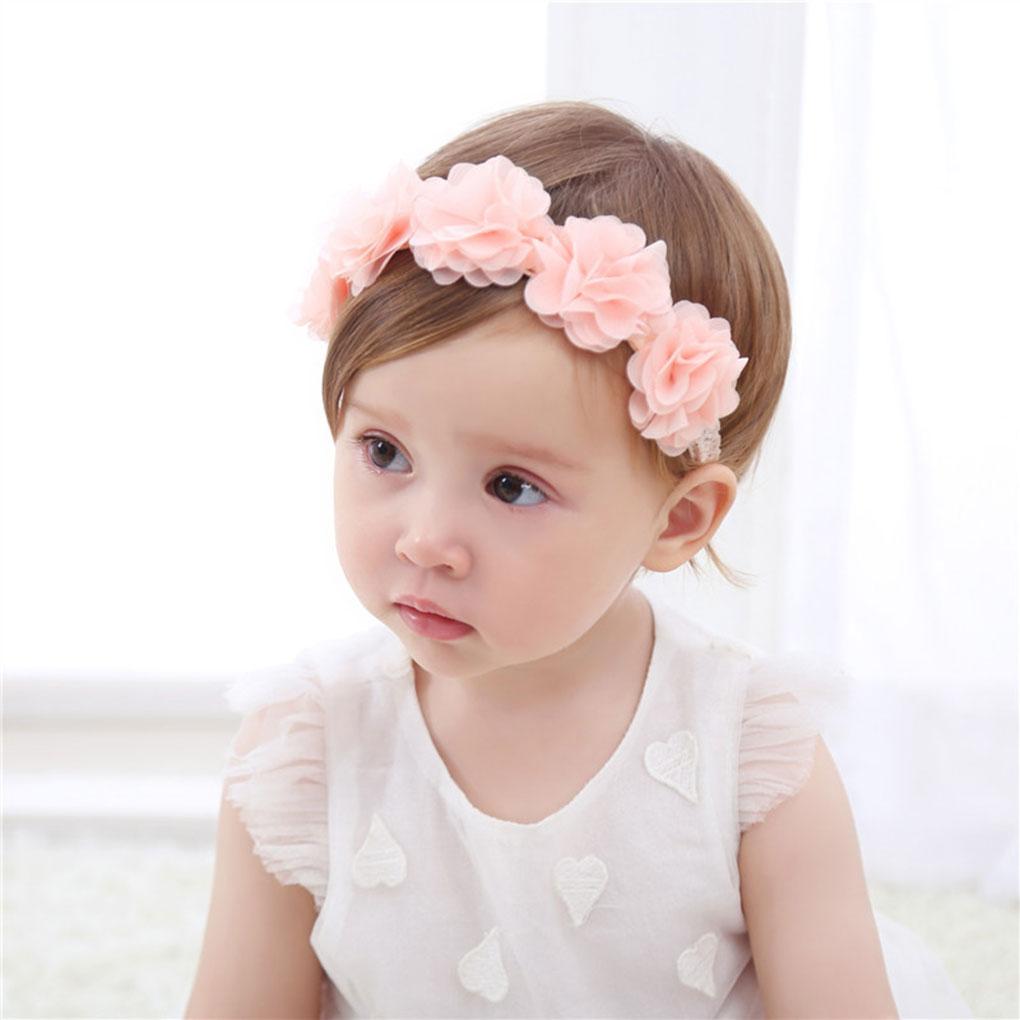 Children Newborn Toddler Baby Flower Headband Pink Ribbon Hair Bands Handmade DIY Headwear Head accessories