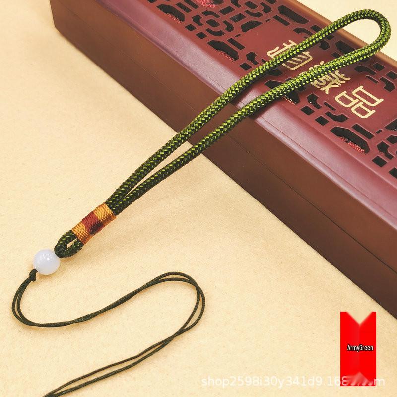 Hand-Woven Colorful Thread Pendant Rope with Jade Bead