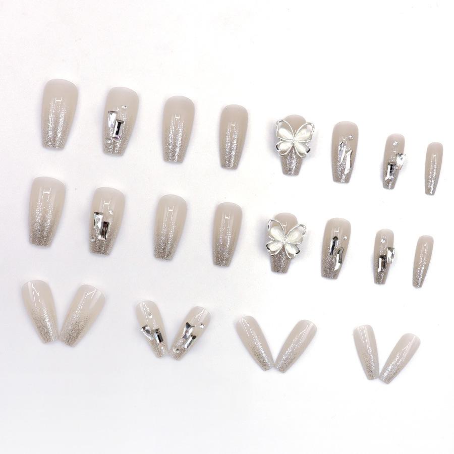 24dílné diamantové modely, flashové motýlkové nail art tablety, pokročilý smysl, temperament pohádkových baletních nehtů, niky nosící nehty